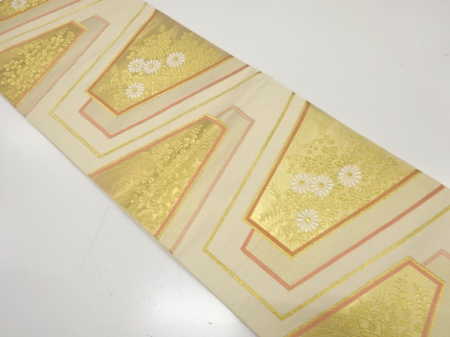 JAPANESE KIMONO / ANTIQUE FUKURO OBI / SILK / WOVEN GEOMETRIC / BY WATABUN